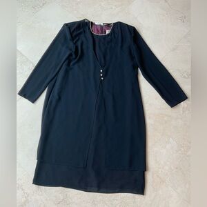Classic Black Chiffon cocktail dress w/jacket sz 14